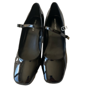 Women's Marc Fisher Shoes New Black Patent Mary Jane Pumps Shoes 8.5 block heel